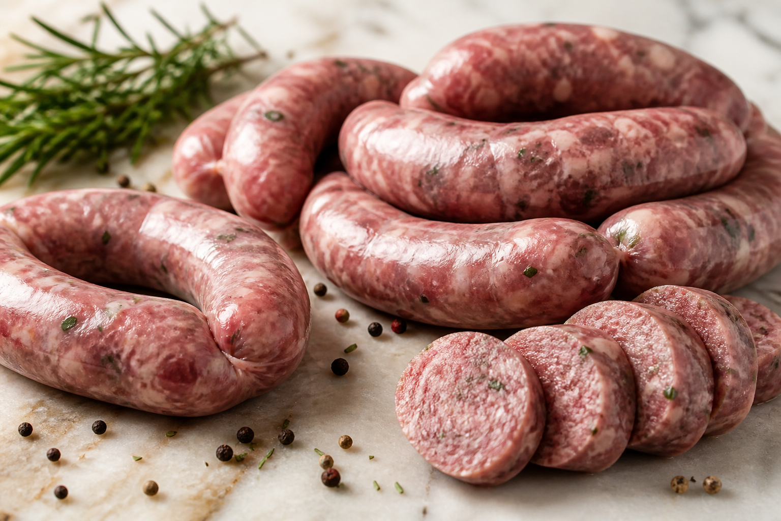 Linguiças artesanais produzidas na loja